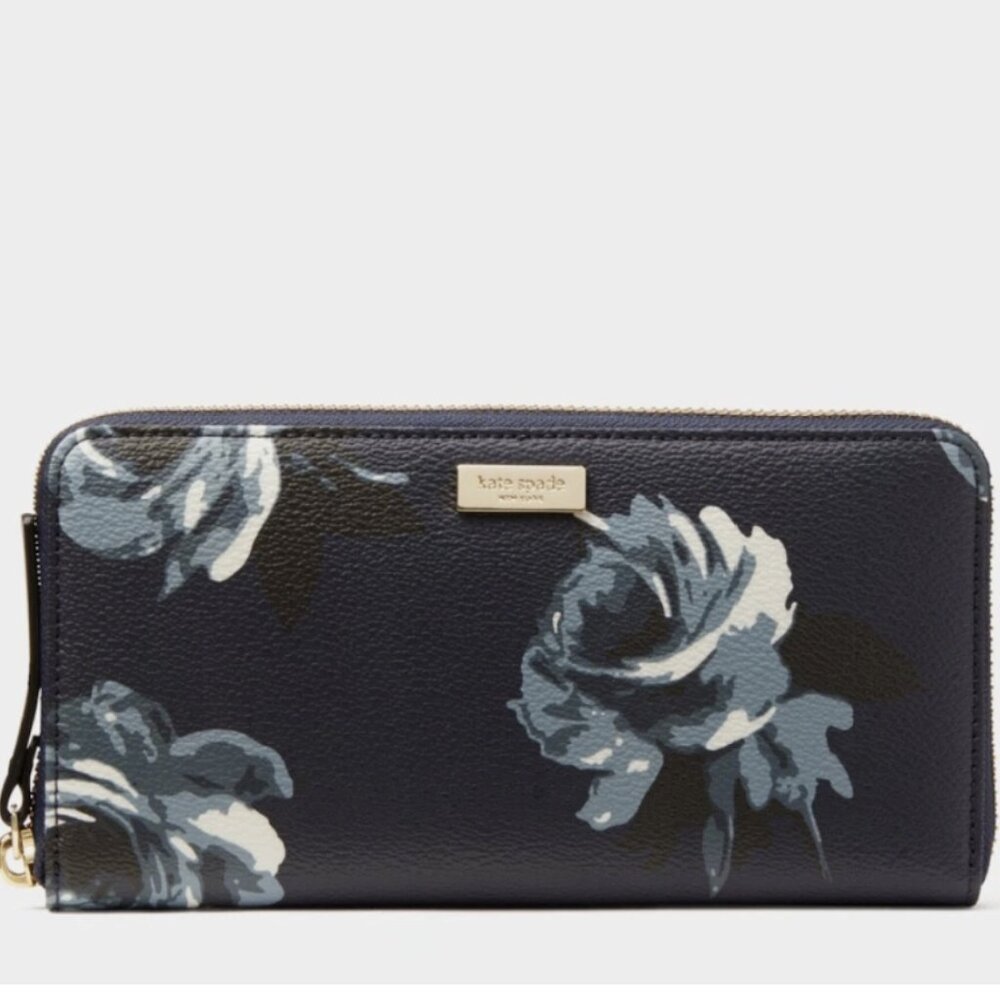 New: Kate Spade New York Shore Street Night Rose Lacey Wallet – Navy Multi